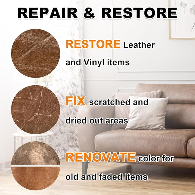 STARTSO WORLD Mink Oil Leather Recoloring Balm & Conditioner Kit - Repairs & Dyes White Leather for Couches, Sofas, Shoes & Vinyl