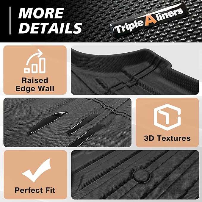 TripleAliners Truck Bed Mat Compatible with 2022 2023 2024 2025 2026 Toyota Tundra Accessories 6.5FT Vehicle Liner Perfectly Flush All Weather Protection TPE Heavy Duty Pickup Car Bed Cargo Mat