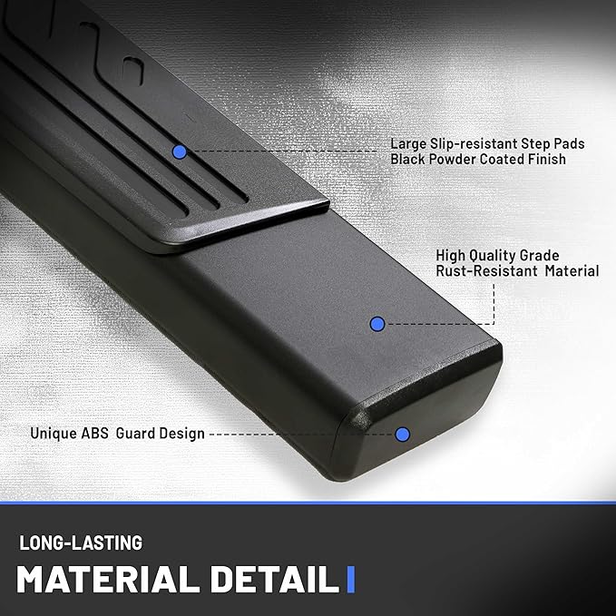 PZ 6.5" Running Boards Compatible with 2019-2025 Dodge Ram 1500 Quad/Extended Cab New Body Style Chrome Black Aluminum Ridge Pattern Side Steps Rails Nerf Bar(for 19-25 Ram 1500 New Body Style)