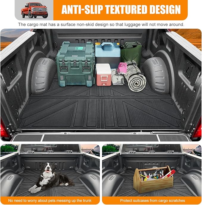 Truck Bed Mat Compatible with 2017-2024 Ford F250 F350 F450 6.8 FT Truck Bed Liner Cargo Mats TPE Cargo Liner Replacement for Ford F250 F350 Accessories(6.8FT Bed Mat)