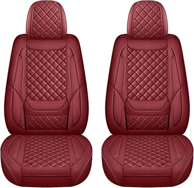 Front Seat Covers for Cars Breathable Leather Seat Covers Waterproof Seat Protectors Universal Fit for Most Automotive Cars SUV Trucks Van (Red, Front Pair)
