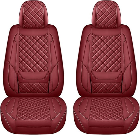 Front Seat Covers for Cars Breathable Leather Seat Covers Waterproof Seat Protectors Universal Fit for Most Automotive Cars SUV Trucks Van (Red, Front Pair)