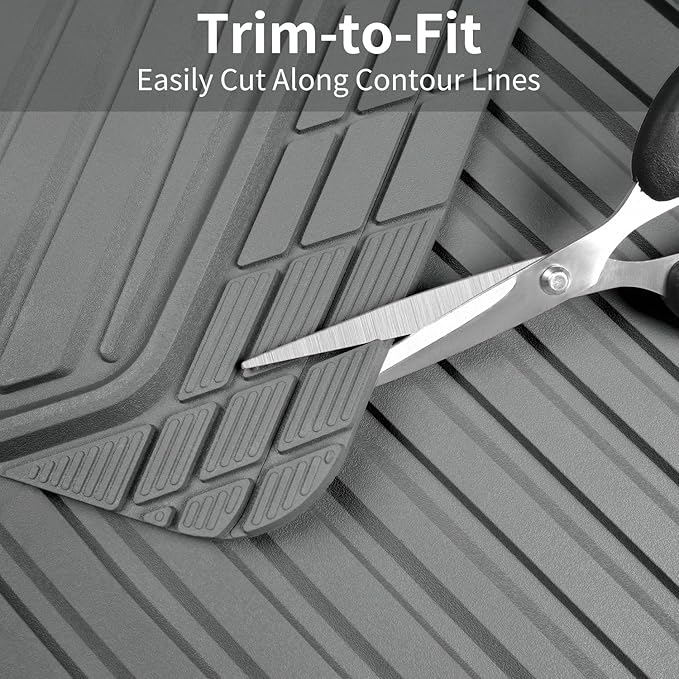 CAR PASS Heavy Duty Sporty Rubber Car Mats, Deep Dish All Weather Car Floor Mats Full Set, Waterproof Anti-Slip Automotive Matts Rugs Trim to Fit for Most Sedans SUVs Vans, 4-Piece All Gray