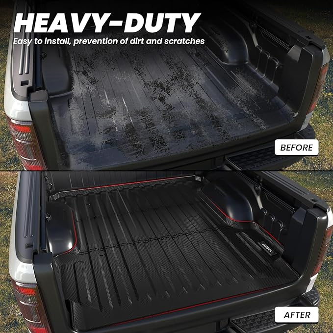 LASFIT 5FT7 Truck Bed Mat for Ram 1500/1500 RHO 2019-2026 & RAM 1500 Classic 2019-2024 Short Bed (5.7 FT / 67.4inches) Not for Rambox, All Weather Custom Fit Truck Cargo Bed Liner, Black
