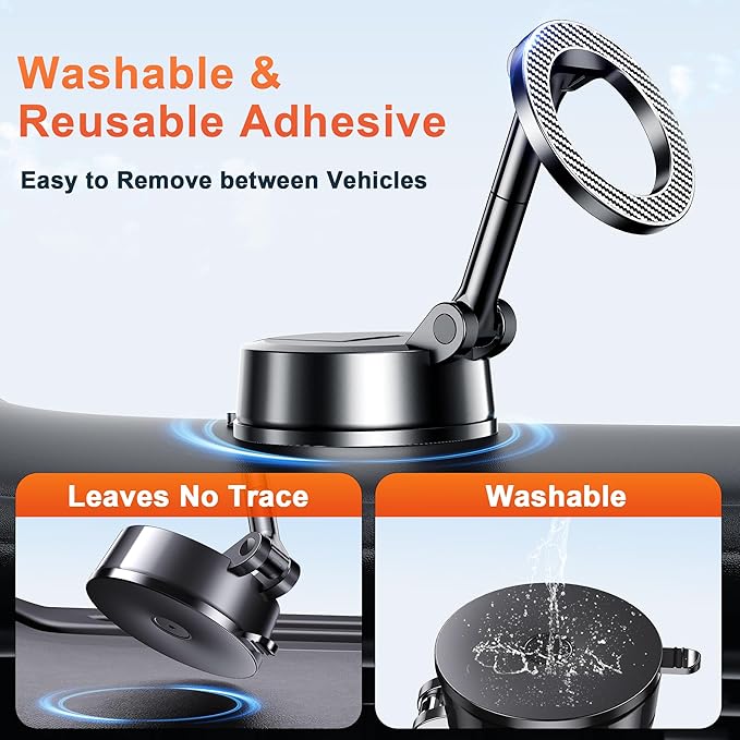 for MagSafe Car Mount Magnetic Dash Mounted Phone Holders for Car Phone Holder Mount 360°Rotatable & Foldable Windshield Dashboard Phone Mount Cell Phone Cradles Fit for iPhone 16 15 14 13 12 series