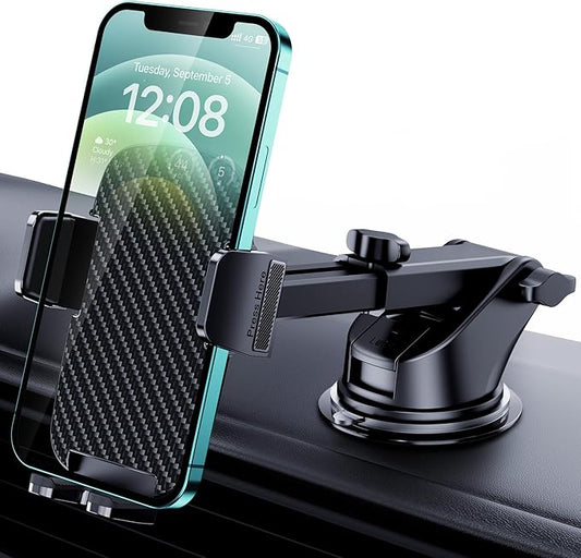 Qifutan Phone Holders for Your Car with Military-Grade Suction Phone Stand for Car [Super Stable] Automobile Car Mount for iPhone Universal Car Dashboard Windshield Mount Fit iPhone Smartphones