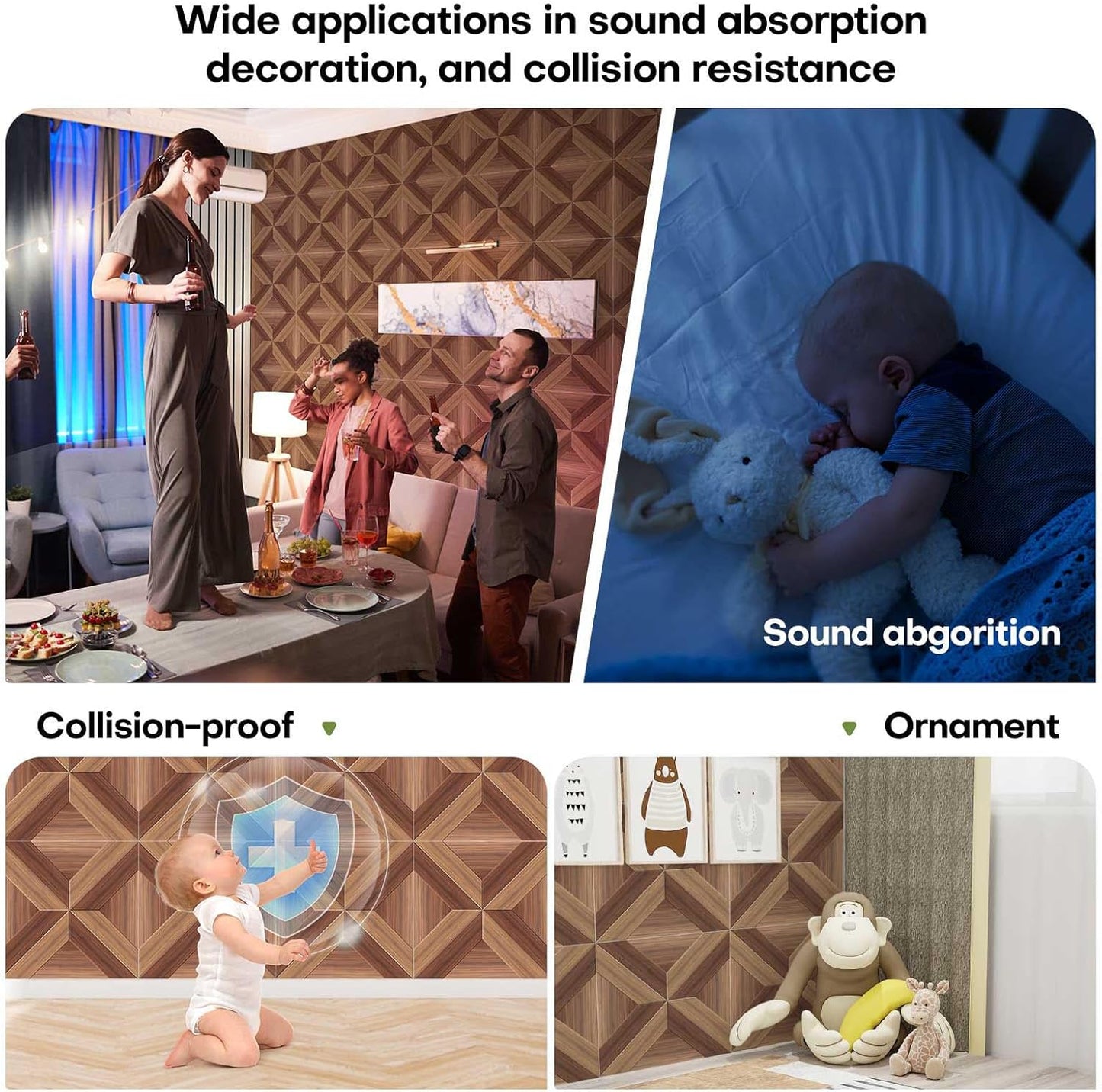 10 Pack Large Soundproof Wall Panels, 15.7 x 15.7 x 0.4 in Sound Proof Panels for Walls,0.9lb/ft³, High Density.Wood Grain Printing Sound Panels, 3D AcousticPanels,Artistic Noise