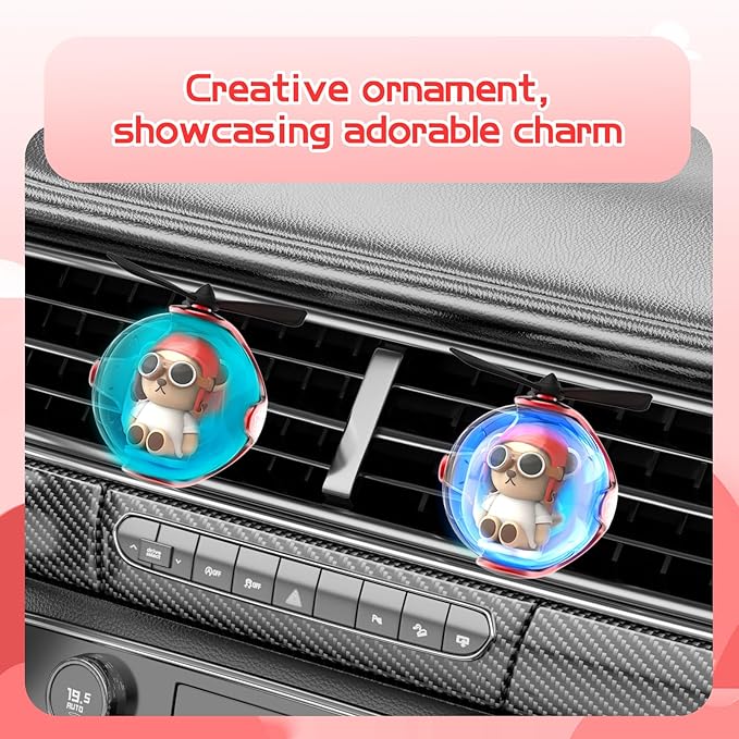 Red Bear Car Air Freshener with 6 Colors LED Lights & 4 Scented Pads – Light Fragrance, Decorative Auto Accessories