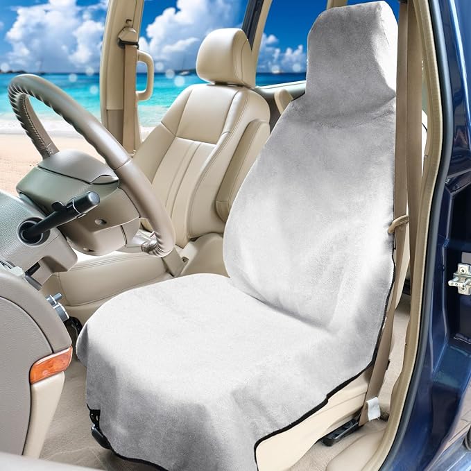 Waterproof Seat Cover Towel, Premium Sweat Carseat Protector, Perfect for Universal Anti-Slip Car Truck SUV Seat, Great for Surfing Yoga Gym Workout, Gray