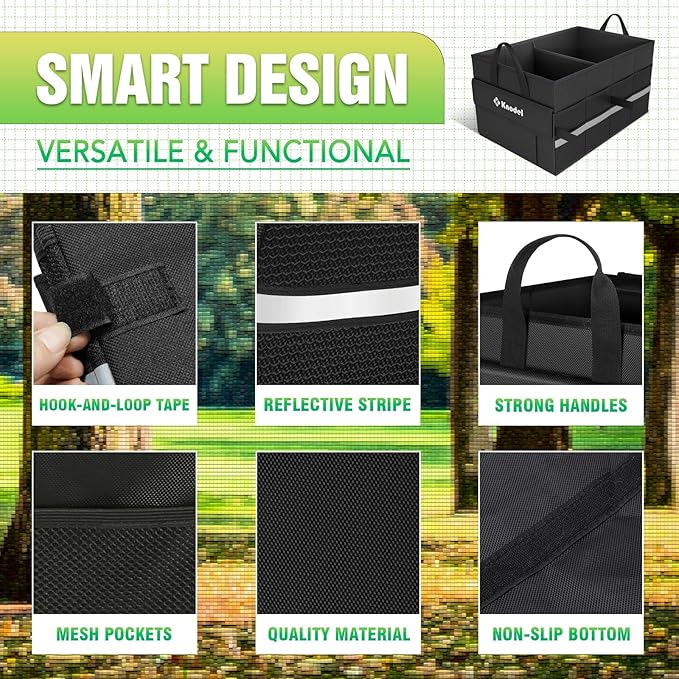 K KNODEL Car Trunk Organizer, Collapsible Car Trunk Storage Organizer, Car Organizer and Storage for SUV, Truck, Sedan (Small, Black)