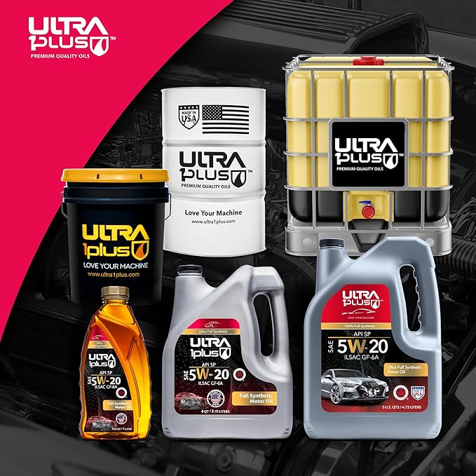 ULTRA 1PLUS SAE 5W-20 Full Synthetic Motor Oil API SP ILSAC GF-6A - 5W20 motor oil, 12 QTS Pack