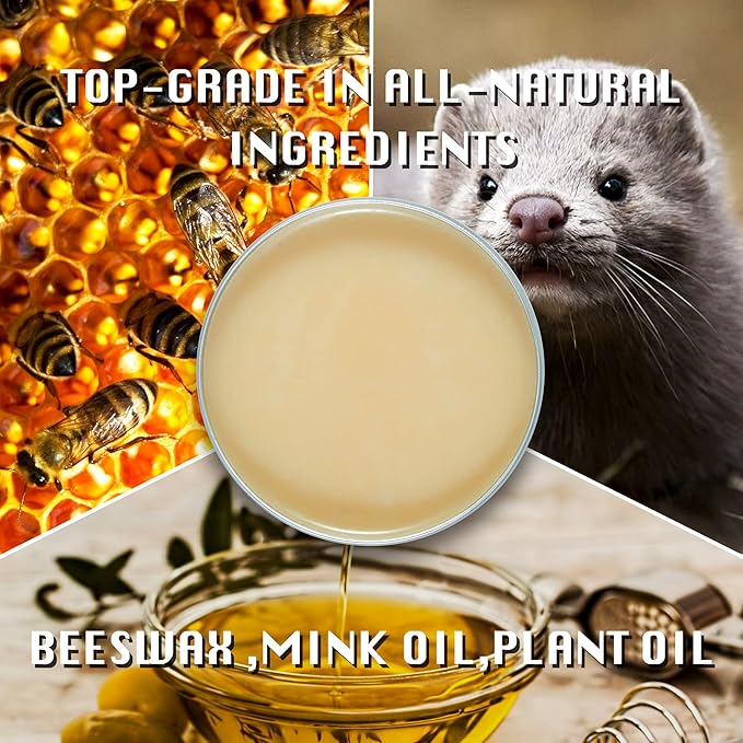 SALTY FISH All-Natural Leather Conditioner and Cleaner,Made with Mink Oil Beeswax,Protect Soften Waterproof Leather Furniture,Car Seats,Shoes,Boots,Bags (7.5 Oz)