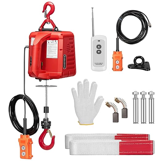 VIVOHOME 3-in-1 Electric Hoist Winch 1100lbs, 110V Portable Power Winch Crane with Wire and Wireless Remote Control, 40ft Lifting Height for Towing, Overload Protection for Garage, Factory, Warehouse