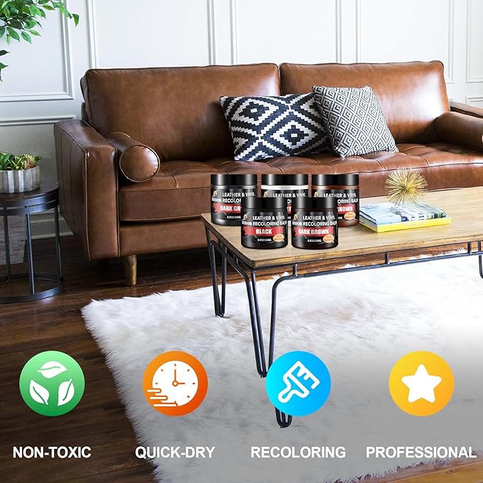 Leather Recoloring Balm, Leather Repair Kit, Leather Dye, Leather Color Restorer, Leather Scratch Remover, Leather Couch Paint, Repair, Leather Scratch Repair, Leather Restorer(Dark Gray)