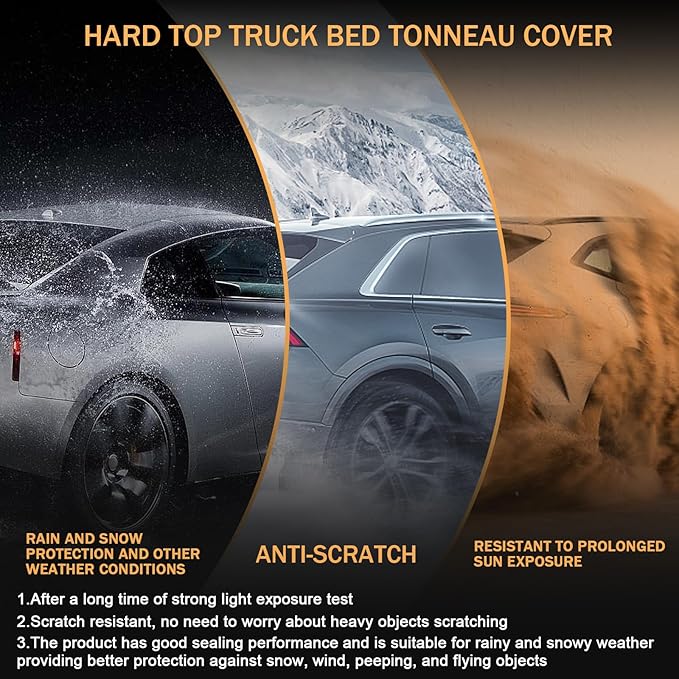 Hard Tri-Fold Truck Bed Tonneau Cover Compatible with 2016-2023 Toyota Tacoma 6FT Bed