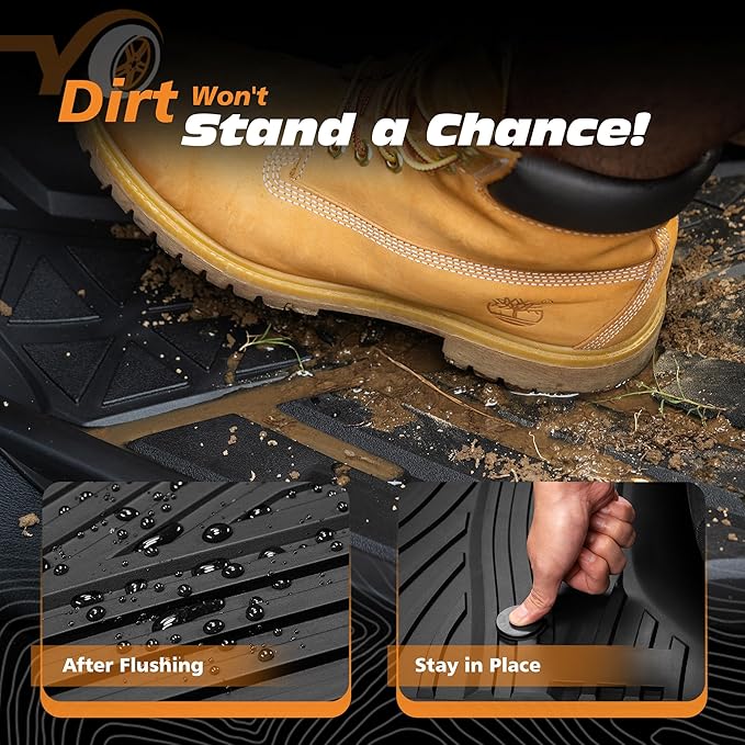 Floor Mats for 2014-2018 Chevrolet Silverado/GMC Sierra 1500 Crew Cab & 2015-2019 Chevy/GMC 2500HD/3500HD|Custom Fit|Front & Rear|Front Bucket|All-Weather Car Liners for Trucks