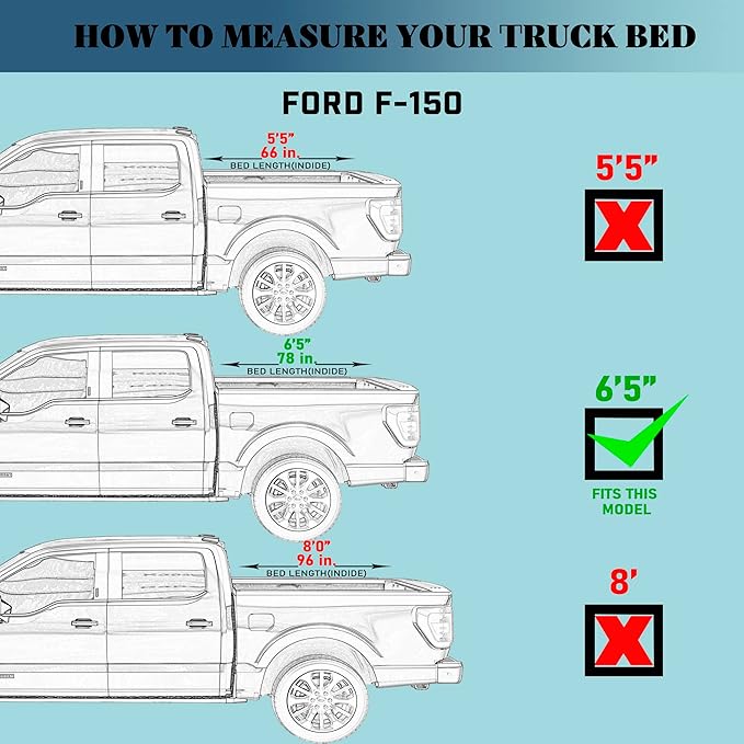 Hard Tri-Fold Truck Bed Cover Compatible with 2015-2025 Ford F150 6'5" Bed (78")