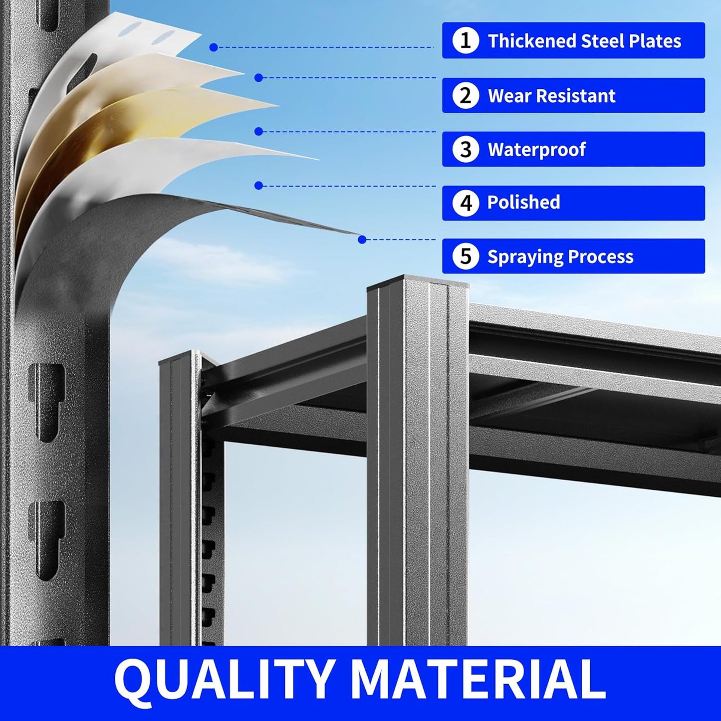 Metal Storage Shelving Heavy Duty, Shelves Unit for Garage, Adjustable 5 Tier Storage Rack, Industrial Utility Shelf for Garage, Warehouse, Basement, Kitchen,15.7"D x 31.5"W x 63"H, Black