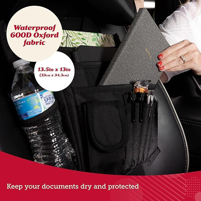 Lusso Gear Car Organizer for Front Seat or Car Seat, Ultra-Durable, One-Size-Fits-All Car Storage Organizers, Keeps Supplies Secure & Upright, Premium Car Seat Organizer for Kids & Adults (Gray)