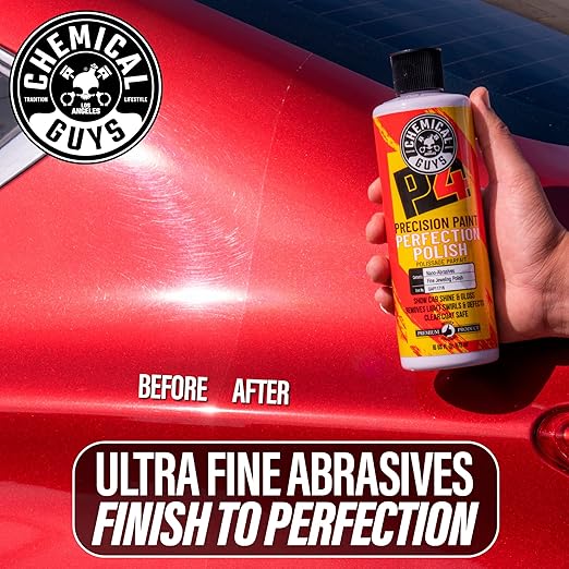 Chemical Guys P4 Precision Paint Perfection Polish - Scratch & Swirl Remover for Cars, Trucks, SUVs & Motorcycles, Fixes Paint Imperfections & Towel Marks, Restores Gloss & Clarity, 16 oz