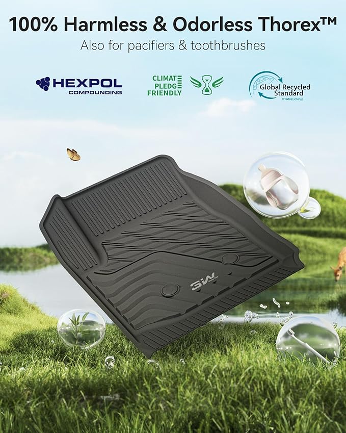 3W Floor Mats Fit for 2015-2022 Chevy Colorado Crew Cab/GMC Canyon Crew Cab, Full TPE All Weather Chevy Colorado Car Mats 1st & 2nd Row Custom Fit Accessories for Chevrolet/GMC, Black