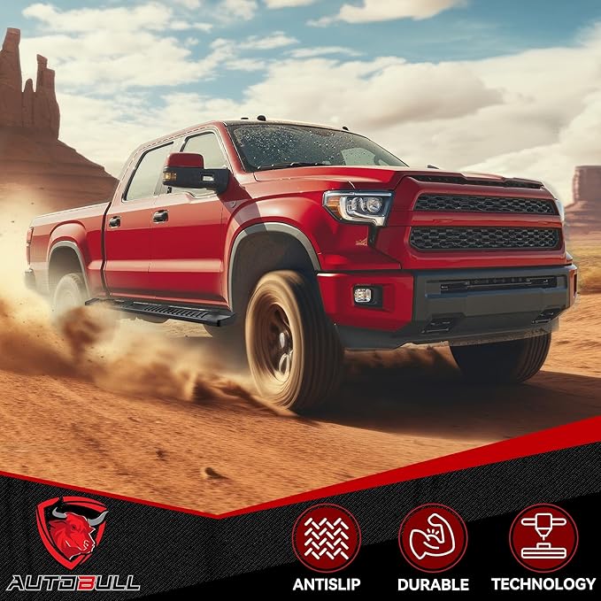 Crew Cab Running Boards Side Steps Compatible with 2019-2025 Chevy Silverado & GMC Sierra 1500 (Excl 2019 Ld/Lt), 2020-2025 2500 HD 3500 HD, Black Textured Aluminum Nerf Bars