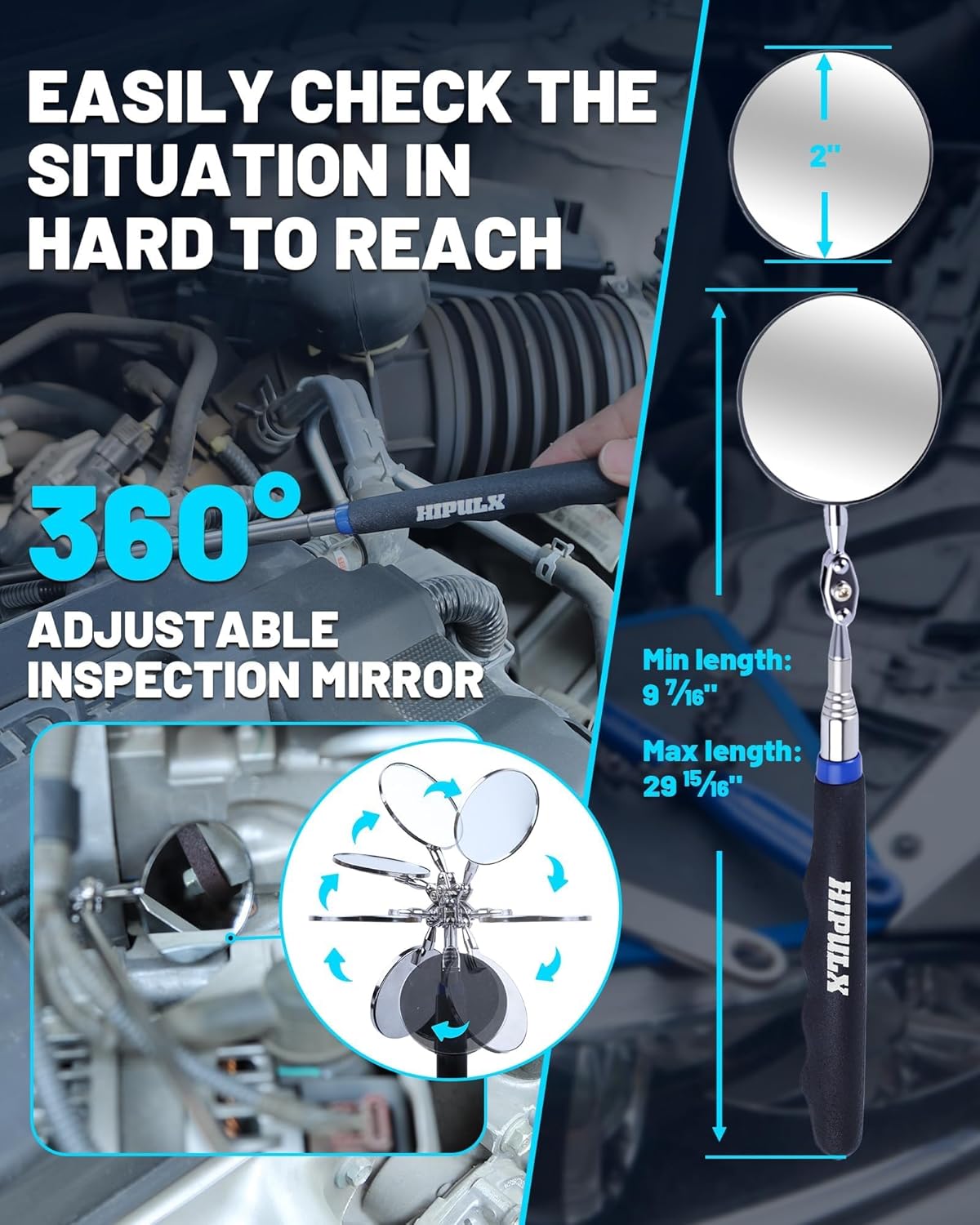 Magnetic Tool Mat Set, 4 Magnetic Pads, 40LB Tool Pad with Telescoping Magnetic Pickup Tools & Inspection Mirror, Tools Organizer for Garage, Workshop & Auto Repair