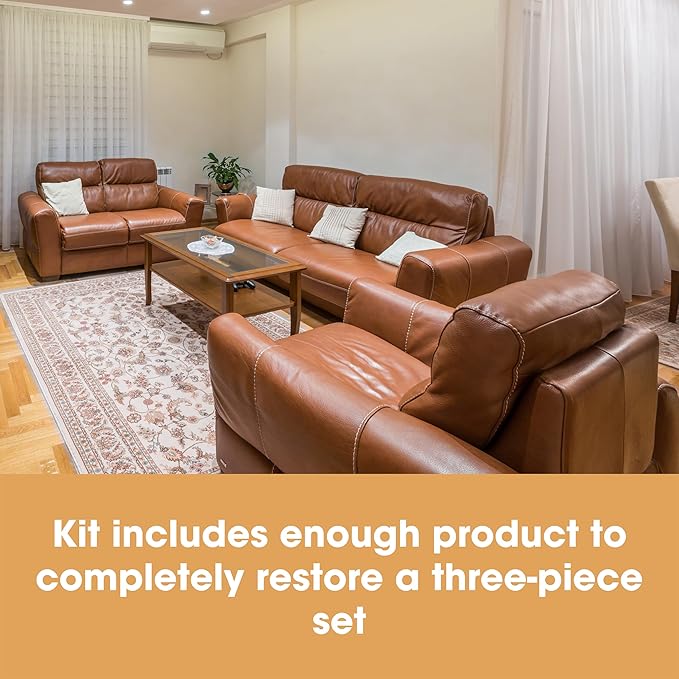 Furniture Clinic Leather Complete Restoration Kit | with Leather Recoloring Balm, Cleaner, 2-in-1 Protection Cream & Conditioner, Sponge, and Cloth | Repair Kit for Furniture (Dark Grey)