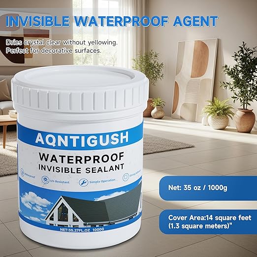 35oz Transparent Waterproof Sealant Coating Invisible Waterproof Agent, Waterproofing Adhesive for Roofs, Walls, Bathroom, Shower, Wood, Indoor & Outdoor Water Proof Clear Paint Sealer 1kg