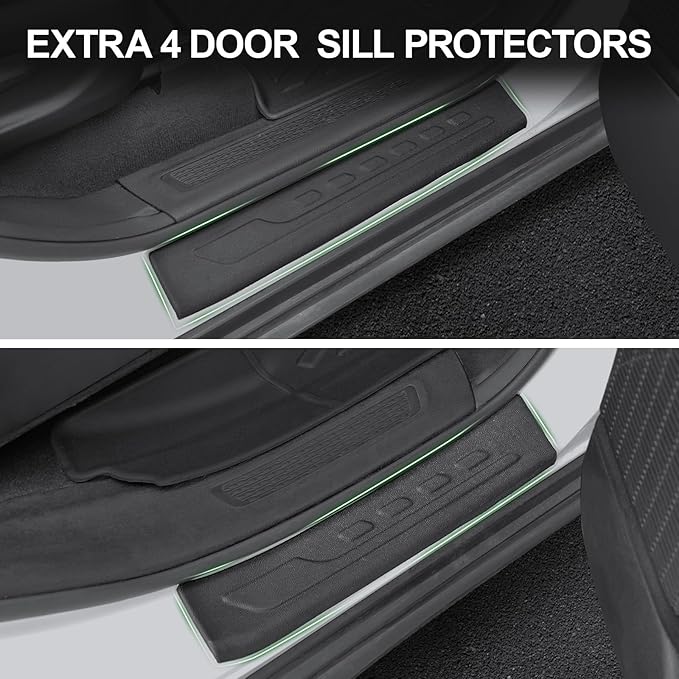 Floor Mats for 2022-2024 2025 Jeep Grand Cherokee, TPE All Weather Interior Car Floor Liners Door Sill Guards for Grand Cherokee Accessories (Include 4xe Not for L or WK)