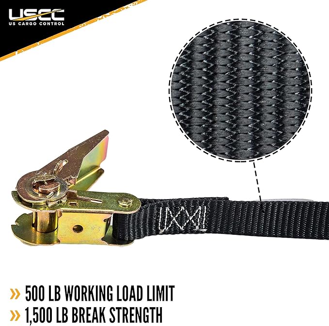 US Cargo Control Endless Ratchet Straps 1 Inch x 30 Foot (4-Pack), Hookless Ratchet Straps 30 FT, 1,500 LBS Break Strength, 1 Inch Tie Downs for Motorcycles, Bikes, Pallets, Kayaks, and Bundling