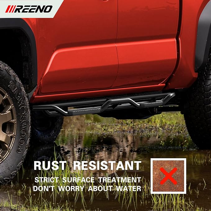 Heavy Duty Metal Running Boards Compatible with 2024+ Toyota Tacoma Double Cab with 4 Full Size Doors(4th Generation),Three Tube Side Steps 6.7'' Nerf Bars