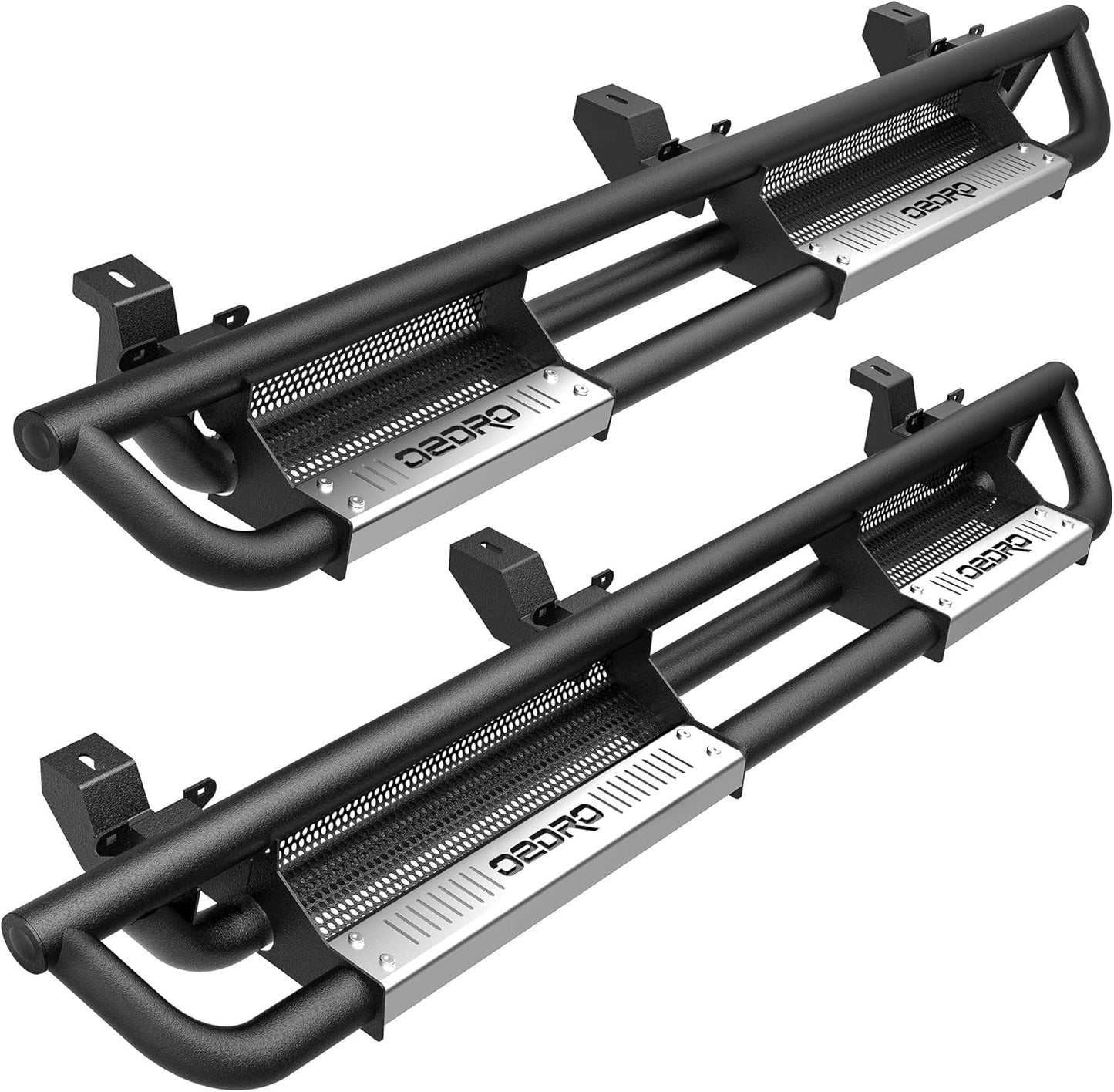 OEDRO 6 inch Running Boards, Drop Side Steps Compatible with 2007-2018 Jeep Wrangler JK Unlimited 4 Door, Steel Nerf Bar with Silver Paintable Step Plates