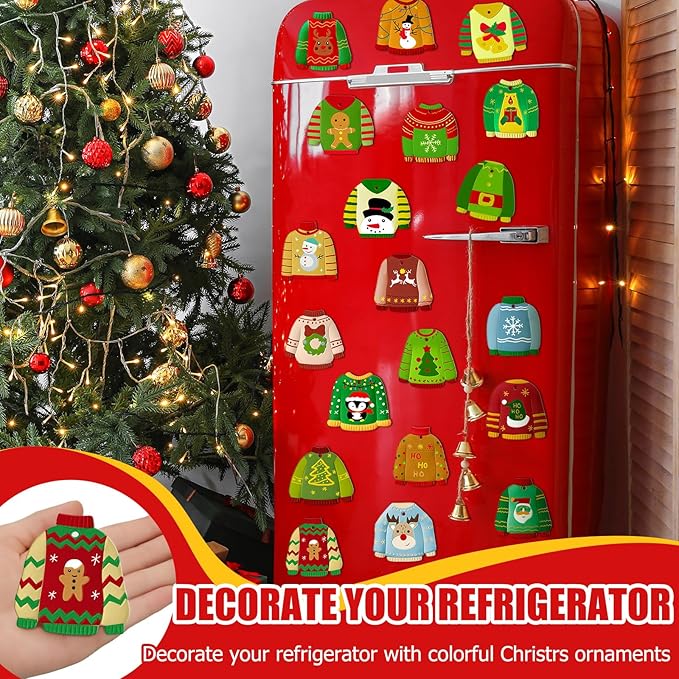 TecUnite 28 Pcs Ceramic to Paint Christmas Ornament Crafts Adults Unpainted DIY Ceramic Figurines Decorate and Paint Your Own Ornaments Kits DIY Craft Xmas Holiday Activities(Ugly Sweater)