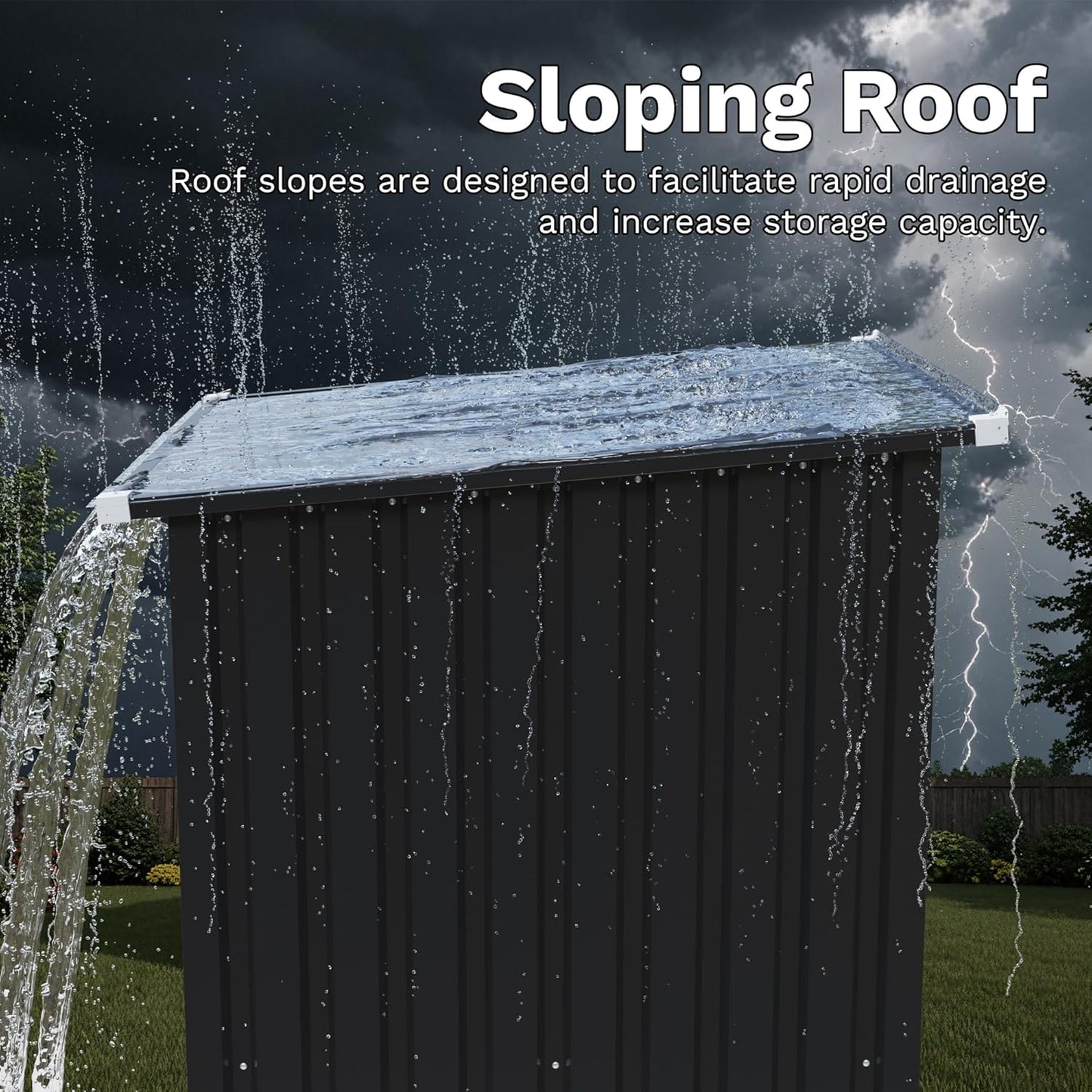 Devoko 3x3 FT Outdoor Storage Shed, Small Garden Tool Shed with Single Lockable Door, Metal Tool Storage Shed with Sloping Roof, Outside Shed for Backyard Patio Lawn, Black