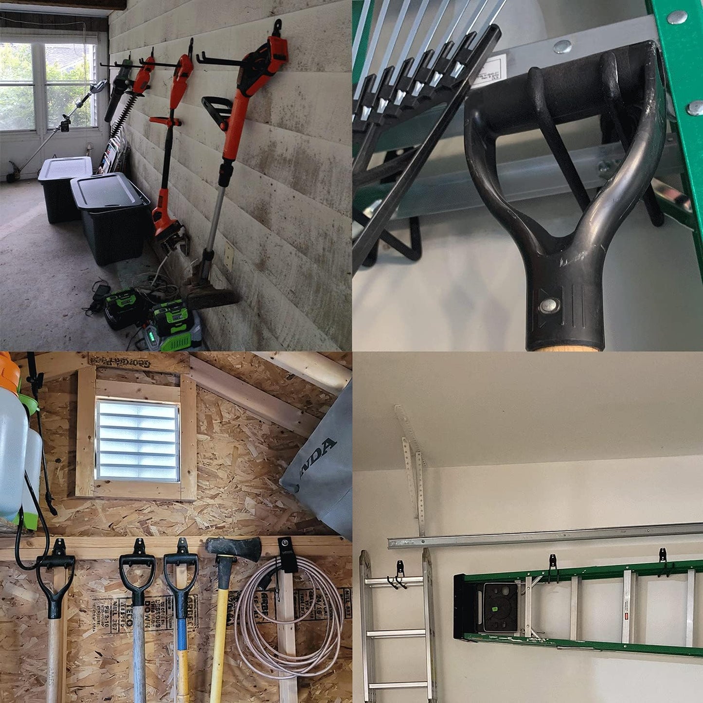 Garage Hooks Heavy Duty - 11 Inch Large Wall Mount Storage Hanger, 4 Pack Long Hook Garage Organizer for Hanging Tool, Chairs, Hoses, Ladder, Bulk Items, Ropes, etc.