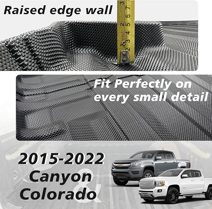 TripleAliners Truck Bed Mat Compatible with 2015-2022 Chevy Colorado/GMC Canyon Accessories 5FT Vehicle Perfectly Flush All Weather Protection TPE Heavy Duty Pickup Car Bed Cargo Mat