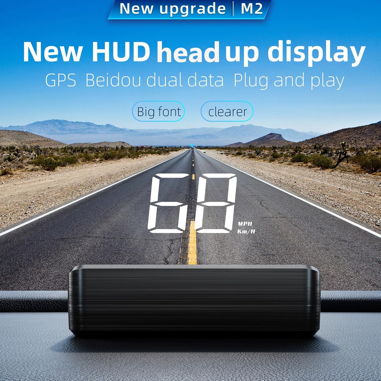 Heads Up Display for Cars, Speedometer for Car, Digital Speedometer for Car with Speed, Automatic Light Sensing,Mile Speed Unit Display,HUD Heads Up Display Suitable for All Car Models