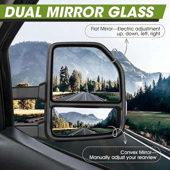 Towing Mirrors for F150 Ford Pickup 2015 2016 2017 2018 2019 2020 with Turn Signal & Running Lights, Spotlight, Heated Power Glass Pair Set (Painted White)