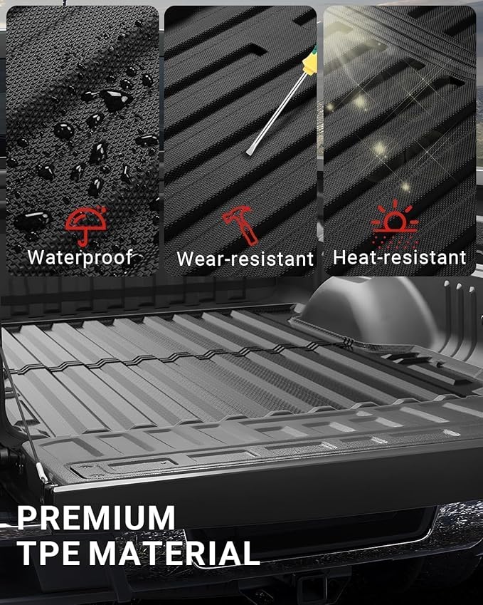 Ecarzo 2024 Upgraded Bed Mat Compatible with 2015-2022 Chevy Chevrolet Colorado/GMC Canyon Accessories 5FT Bed Liner TPE Cargo Mats Heavy Duty Rear Trunk Mat All Weather Protection