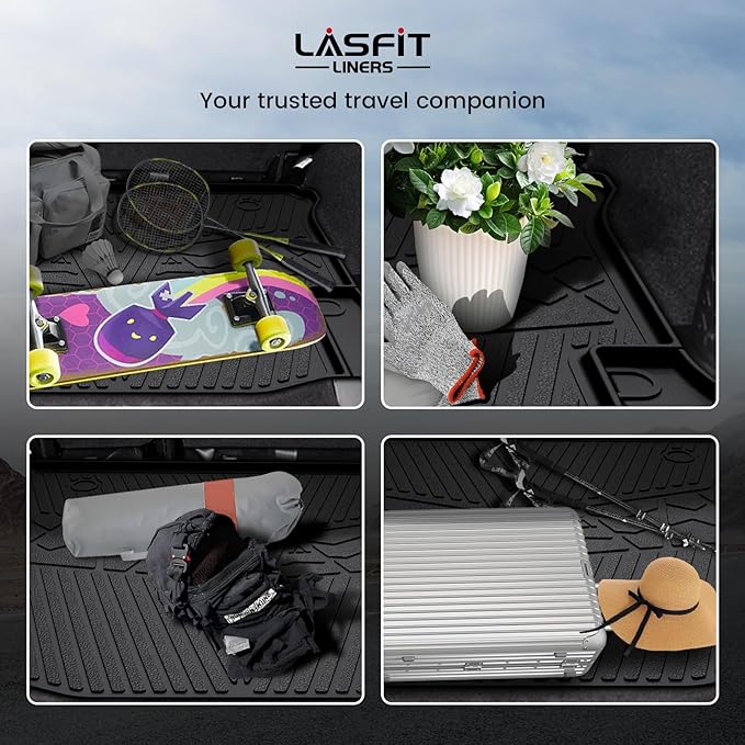 LASFIT Trunk Mat for Jeep Wrangler 2011-2018 JK Unlimited 4-Door Without Subwoofer (NOT for JL or 2-Door) All Weather TPE Custom Fit Cargo Mat Trunk Liner Cargo Liner, Black