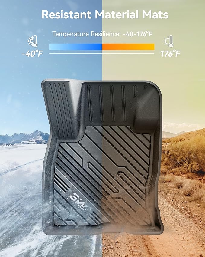 3W Floor Mats Fit for Ford Bronco Sport 2021 2022 2023 2024 2025 All Weather TPE Car Accessories Custom Fit Full Set Ford Bronco Sport Car Mats (Not for Bronco & Rubberized Floor & Outer Banks)