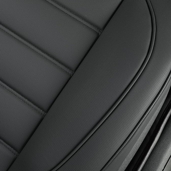 1 Pack Leather Front Car Seat Covers,Bottom Seat Covers for Cars,Driver Car Seat Cushion Cover,Luxury Seat Protectors,Waterproof,Full Wrap,for Most Vehicles,Sedan,Truck,SUV(Black)