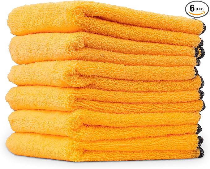 Chemical Guys Professional Grade Premium Microfiber Towels - Gold, 16" x 24", Ultra-Soft and Scratch-Free Car Detailing Cloths for Cars, Trucks, Motorcycles, and More - 6 Pack