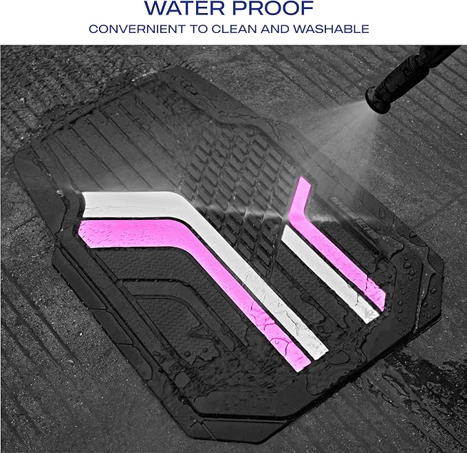 Skechers Heavy Duty Rubber Car Floor Mats,Dual Color Design Floor Mats,All Weather Car Mats,Waterproof Trim To Fit Universal Floor Liner Car Accessories,Automotive Floor Mats For Cars Trucks Suvs,Pink