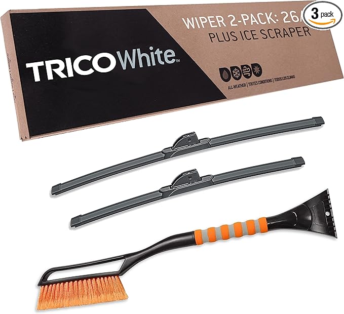 TRICO White 26" + 20" Extreme Weather Premium Winter Automotive Replacement Windshield Wiper Blades (Set of 2), Passenger and Driver Side All-Weather Beam Wiper Blades with Ice Scraper