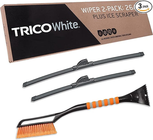 TRICO White 26" + 20" Extreme Weather Premium Winter Automotive Replacement Windshield Wiper Blades (Set of 2), Passenger and Driver Side All-Weather Beam Wiper Blades with Ice Scraper