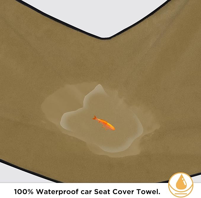 Waterproof Seat Cover Towel, Premium Sweat Carseat Protector, Perfect for Universal Anti-Slip Car Truck SUV Seat, Great for Surfing Yoga Gym Workout, Brown