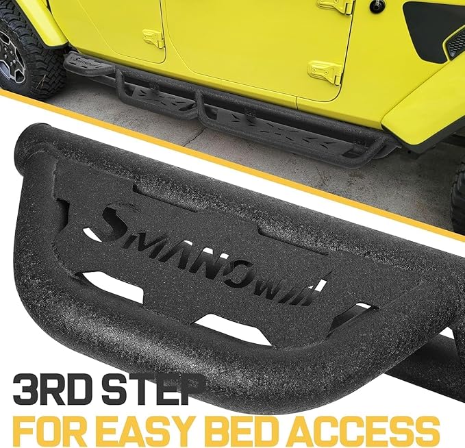 Wheel to Wheel Running Boards Compatible with 2020-2025 Jeep Gladiator Jt 4 Door, Bed Access Nerf Bars, Side Steps Made with Carbon Steel, Drop-Down Steps.