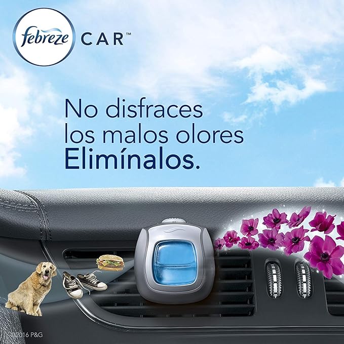 Febreze Car Air Freshener, Set of 5 Clips, Linen & Skyup to 150 Days (Packaging May Vary)